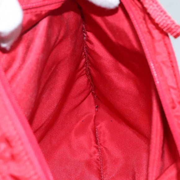 PRADA Shoulder Bag Nylon Red Silver Auth 101081