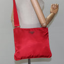 PRADA Shoulder Bag Nylon Red Silver Auth 101081-22