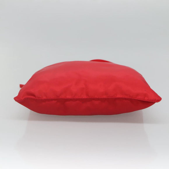 PRADA Shoulder Bag Nylon Red Silver Auth 101081