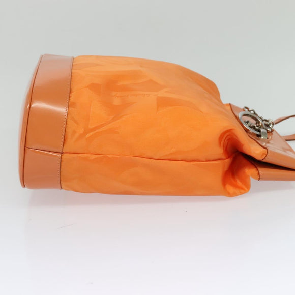 Salvatore Ferragamo Shoulder Bag Nylon Leather Orange Auth 101087