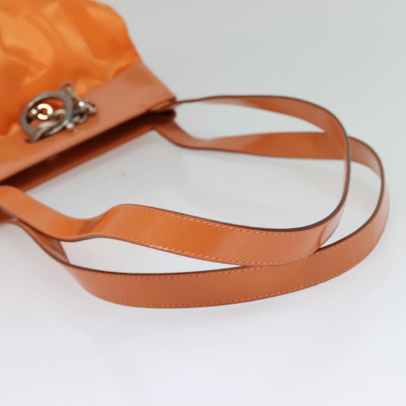 Salvatore Ferragamo Shoulder Bag Nylon Leather Orange Auth 101087