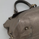 Salvatore Ferragamo Gancini Sofia Hand Bag Leather 2way Silver Auth 101090-15