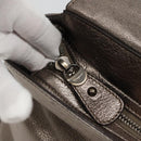 Salvatore Ferragamo Gancini Sofia Hand Bag Leather 2way Silver Auth 101090-18