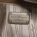 Salvatore Ferragamo Gancini Sofia Hand Bag Leather 2way Silver Auth 101090-19