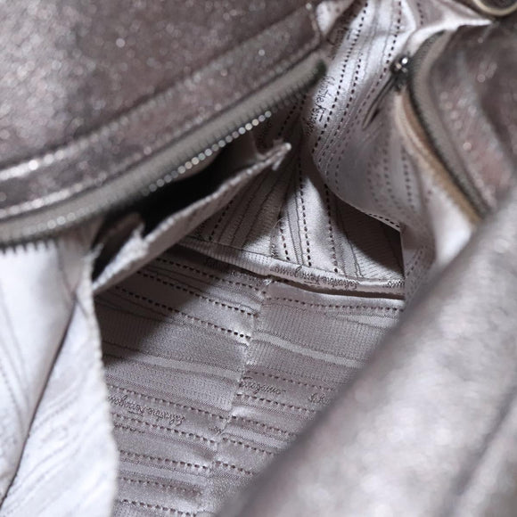 Salvatore Ferragamo Gancini Sofia Hand Bag Leather 2way Silver Auth 101090