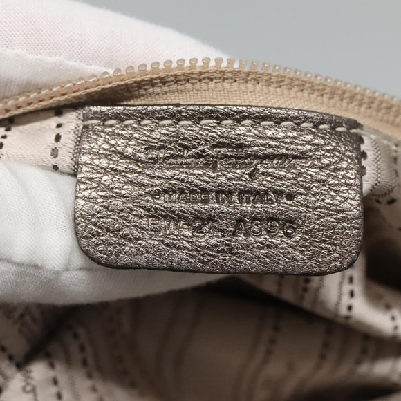 Salvatore Ferragamo Gancini Sofia Hand Bag Leather 2way Silver Auth 101090