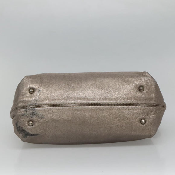 Salvatore Ferragamo Gancini Sofia Hand Bag Leather 2way Silver Auth 101090