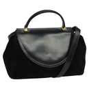 Salvatore Ferragamo Hand Bag Leather 2way Black Auth 101091-1