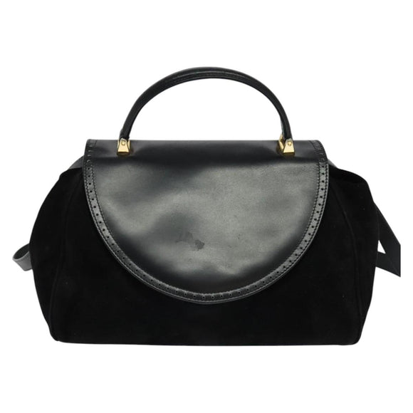 Salvatore Ferragamo Hand Bag Leather 2way Black Auth 101091