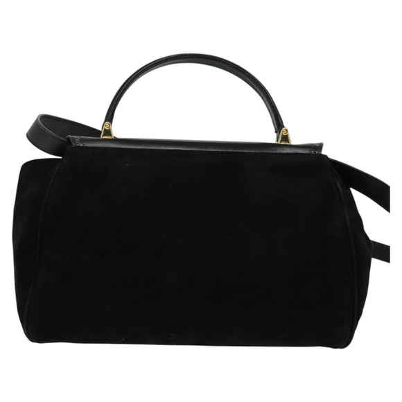 Salvatore Ferragamo Hand Bag Leather 2way Black Auth 101091