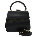 Salvatore Ferragamo Hand Bag Leather 2way Black Auth 101092-1