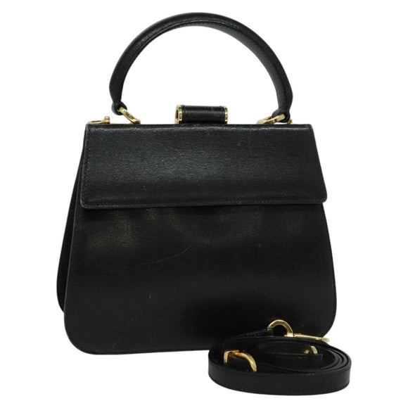 Salvatore Ferragamo Hand Bag Leather 2way Black Auth 101092