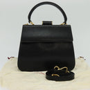 Salvatore Ferragamo Hand Bag Leather 2way Black Auth 101092-12