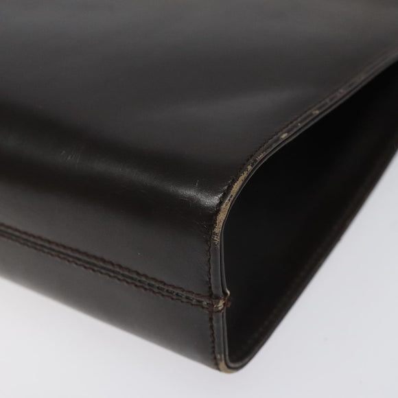 Salvatore Ferragamo Gancini Chain Shoulder Bag Leather Brown Gold Auth 101093