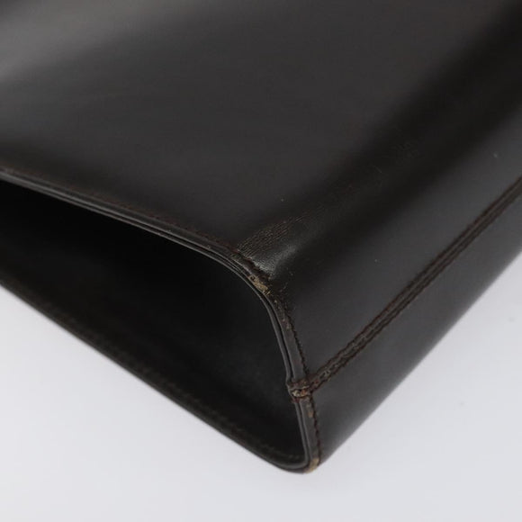 Salvatore Ferragamo Gancini Chain Shoulder Bag Leather Brown Gold Auth 101093