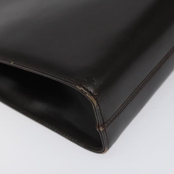 Salvatore Ferragamo Gancini Chain Shoulder Bag Leather Brown Gold Auth 101093