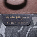 Salvatore Ferragamo Gancini Chain Shoulder Bag Leather Brown Gold Auth 101093-12