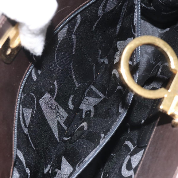 Salvatore Ferragamo Gancini Chain Shoulder Bag Leather Brown Gold Auth 101093