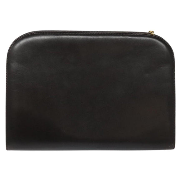 Salvatore Ferragamo Gancini Chain Shoulder Bag Leather Brown Gold Auth 101093