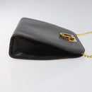 Salvatore Ferragamo Gancini Chain Shoulder Bag Leather Brown Gold Auth 101093-3