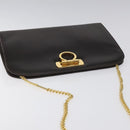 Salvatore Ferragamo Gancini Chain Shoulder Bag Leather Brown Gold Auth 101093-6