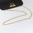 Salvatore Ferragamo Gancini Chain Shoulder Bag Leather Brown Gold Auth 101093-7