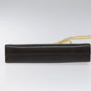 Salvatore Ferragamo Gancini Chain Shoulder Bag Leather Brown Gold Auth 101093-5