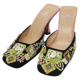 FENDI High Heels Canvas 35 1/2 Pink Auth 101094