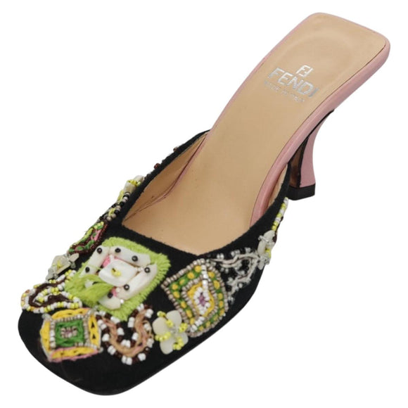 FENDI High Heels Canvas 35 1/2 Pink Auth 101094