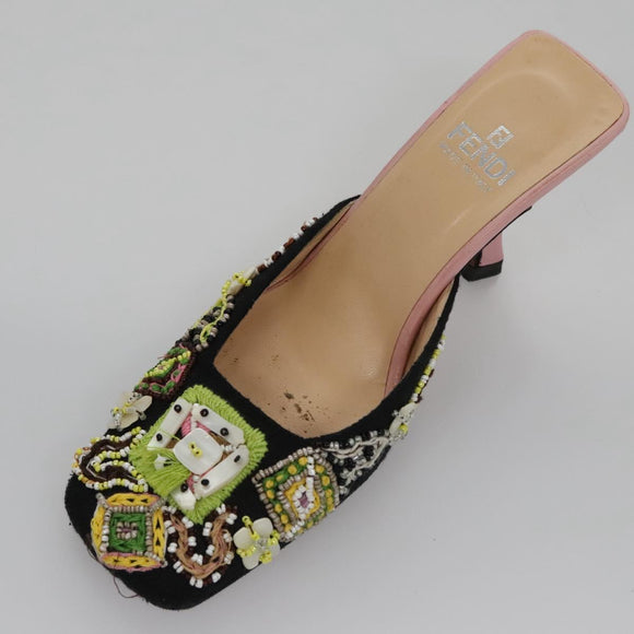 FENDI High Heels Canvas 35 1/2 Pink Auth 101094