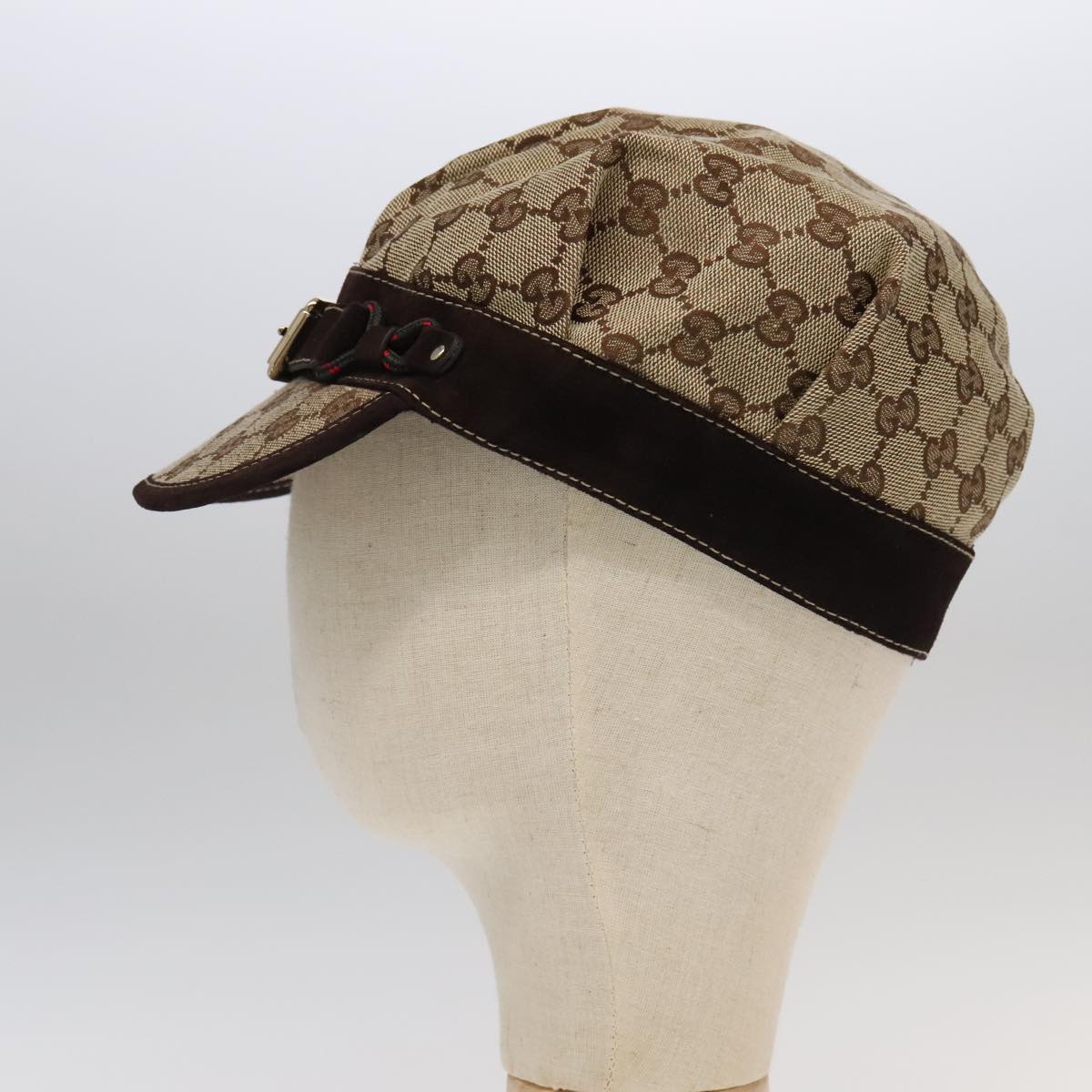 GUCCI GG Canvas Cap XL Beige Auth 101101