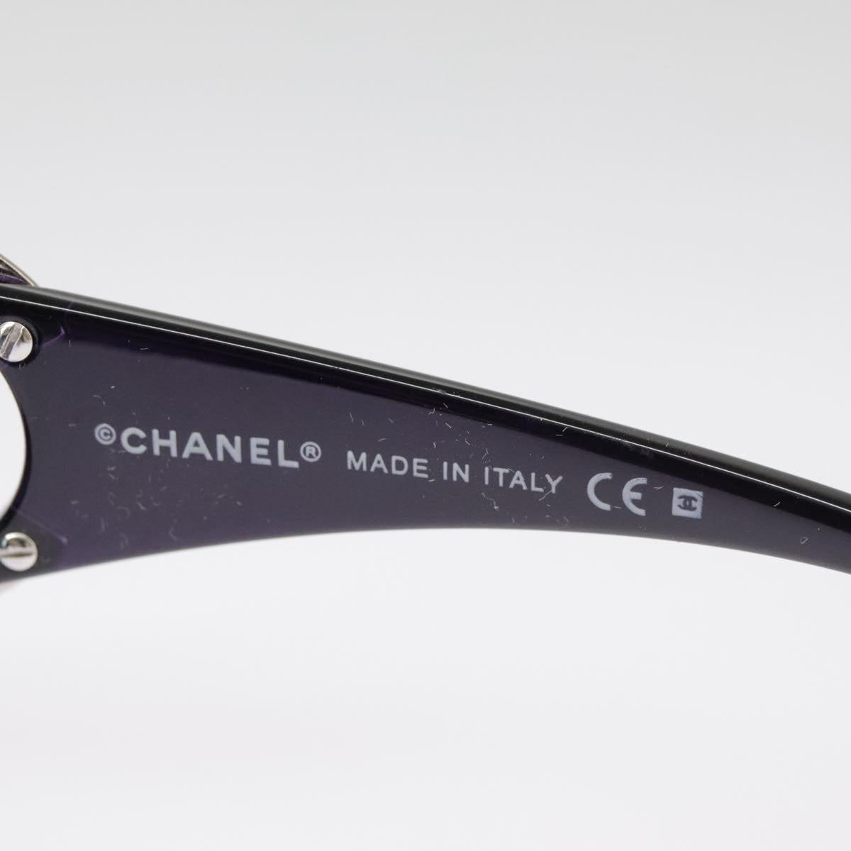 CHANEL Sunglasses plastic Black CC Auth 101116