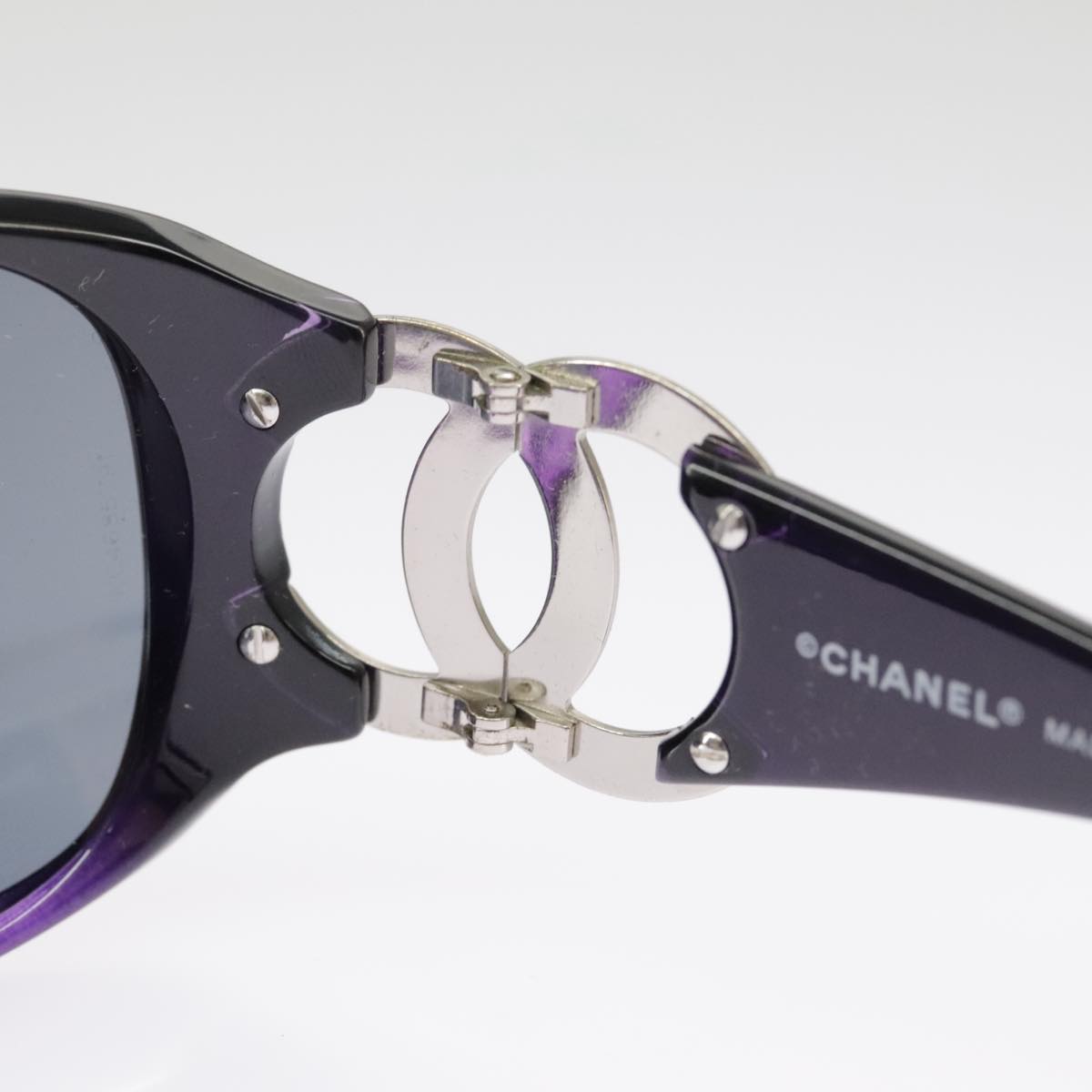 CHANEL Sunglasses plastic Black CC Auth 101116