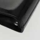 Salvatore Ferragamo Chain Shoulder Bag Enamel Black Gold Auth 101117-18