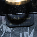 Salvatore Ferragamo Chain Shoulder Bag Enamel Black Gold Auth 101117-12