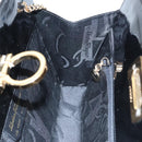 Salvatore Ferragamo Chain Shoulder Bag Enamel Black Gold Auth 101117-21