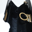 Salvatore Ferragamo Chain Shoulder Bag Enamel Black Gold Auth 101117-22