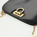 Salvatore Ferragamo Chain Shoulder Bag Enamel Black Gold Auth 101117-8
