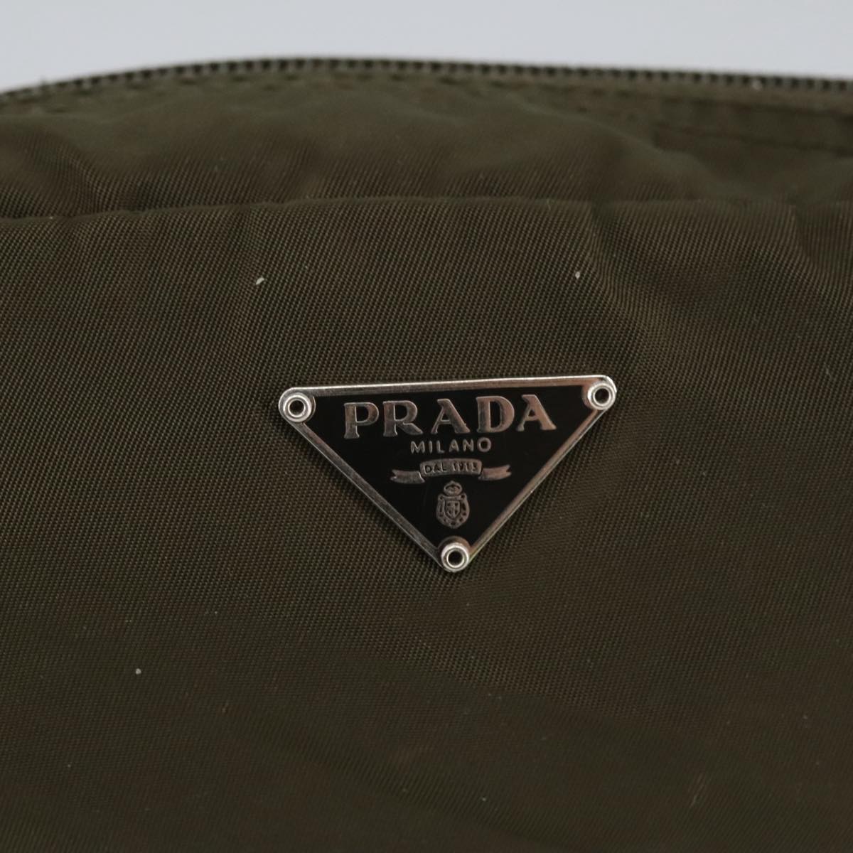 PRADA Pouch Nylon Khaki Auth 101120