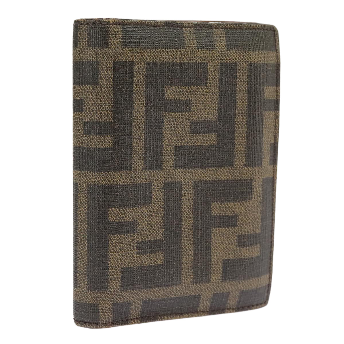 FENDI Zucca Canvas Card Case Black Brown Auth 101122