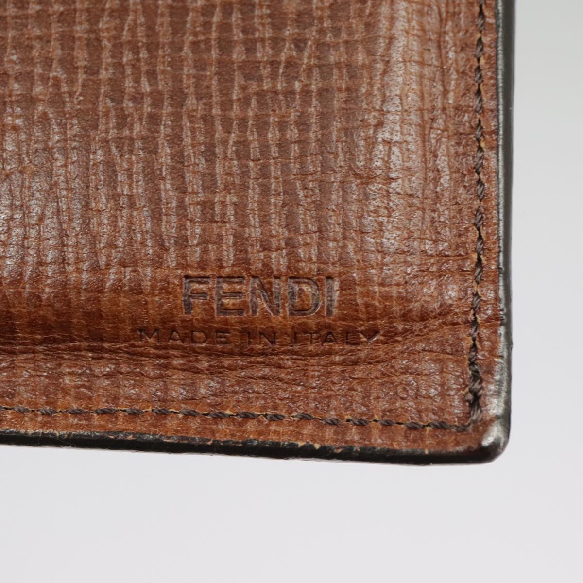 FENDI Zucca Canvas Card Case Black Brown Auth 101122