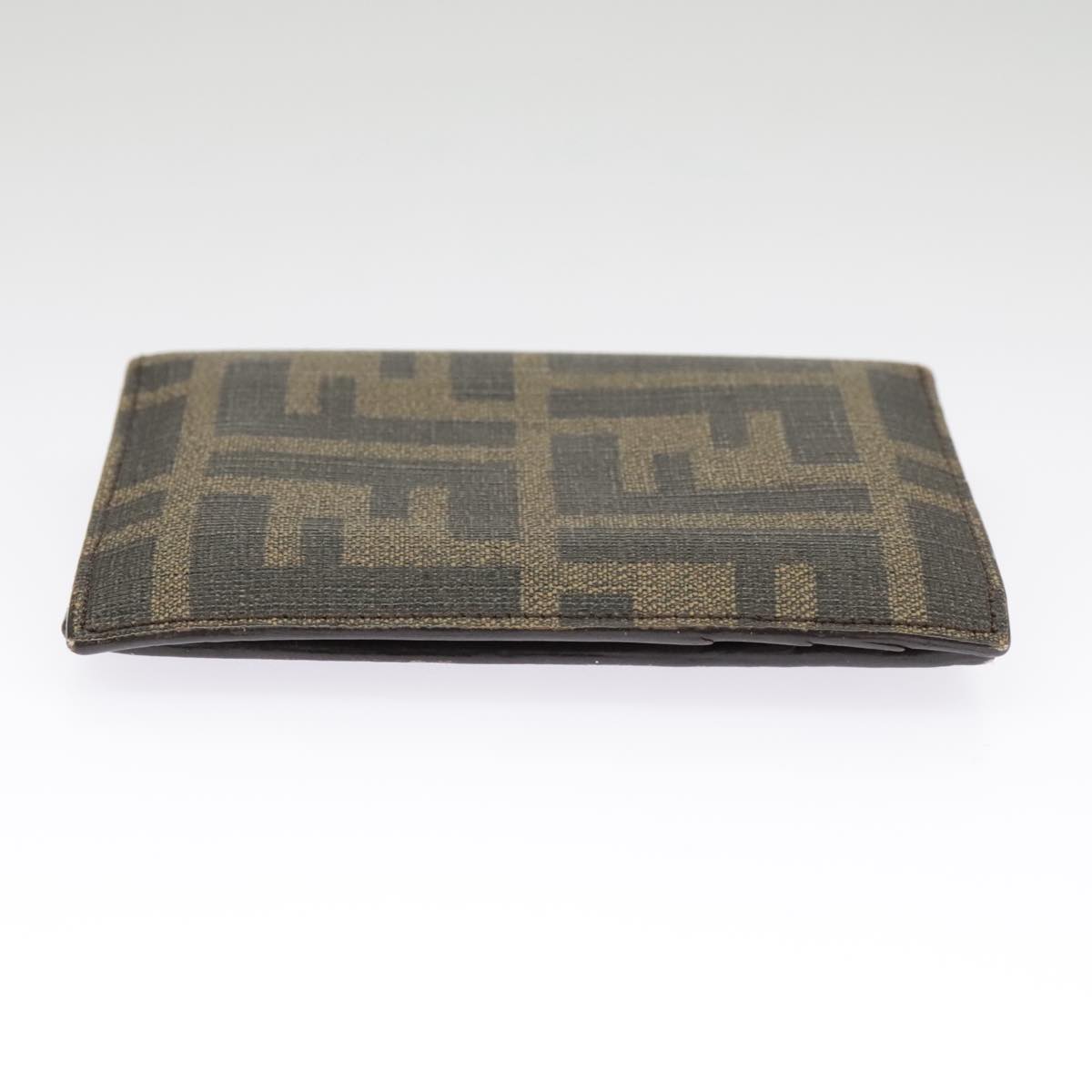 FENDI Zucca Canvas Card Case Black Brown Auth 101122