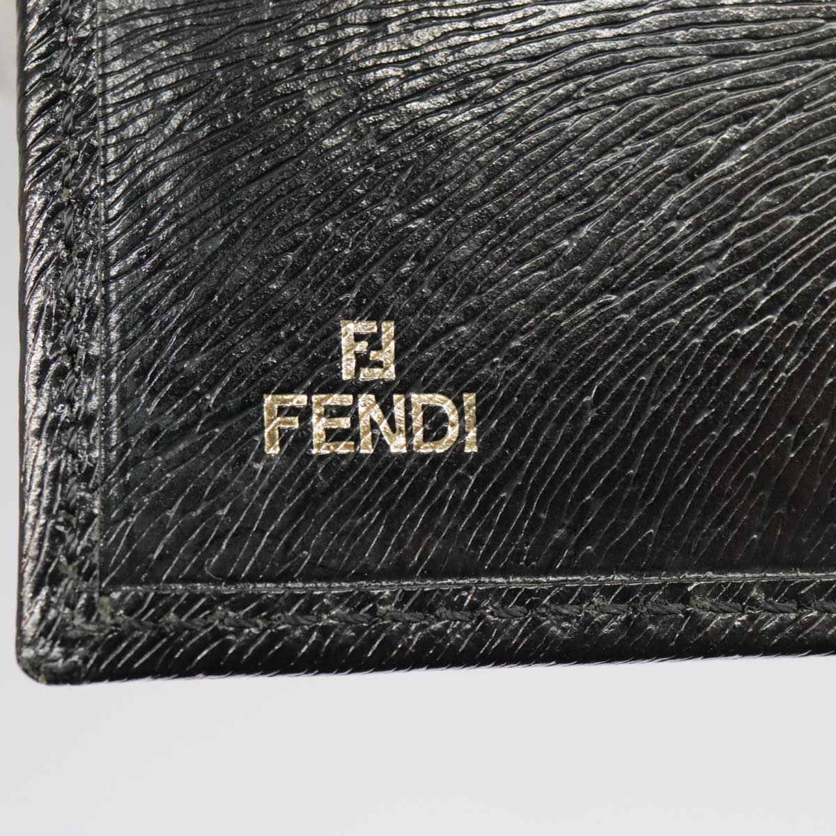 FENDI Wallet Leather Black Auth 101125