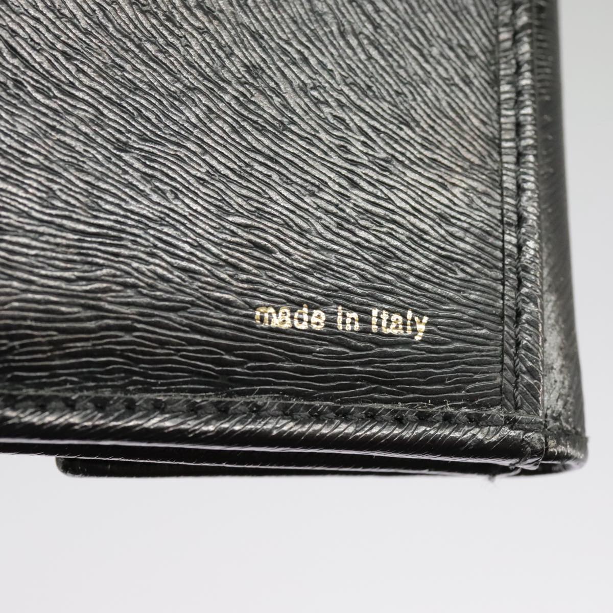 FENDI Wallet Leather Black Auth 101125