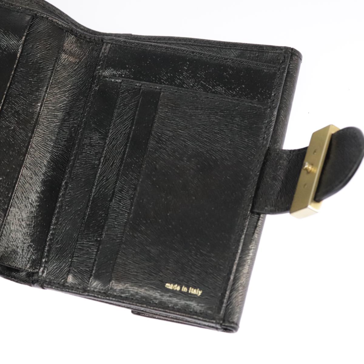 FENDI Wallet Leather Black Auth 101125