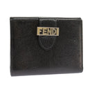 FENDI Wallet Leather Black Auth 101125-1