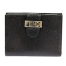 FENDI Wallet Leather Black Auth 101125-2