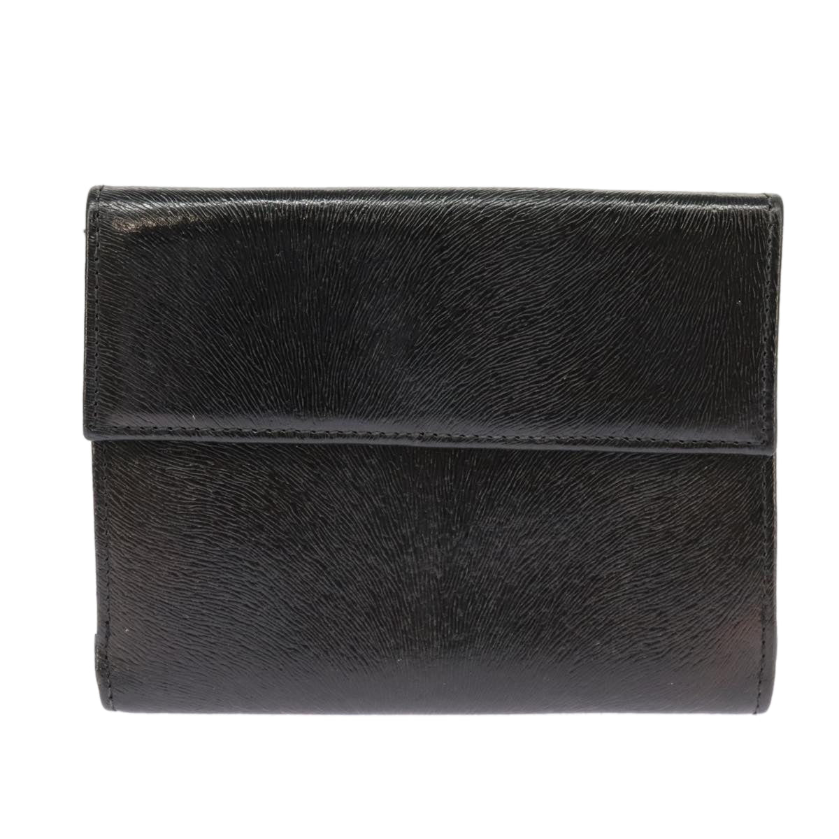 FENDI Wallet Leather Black Auth 101125