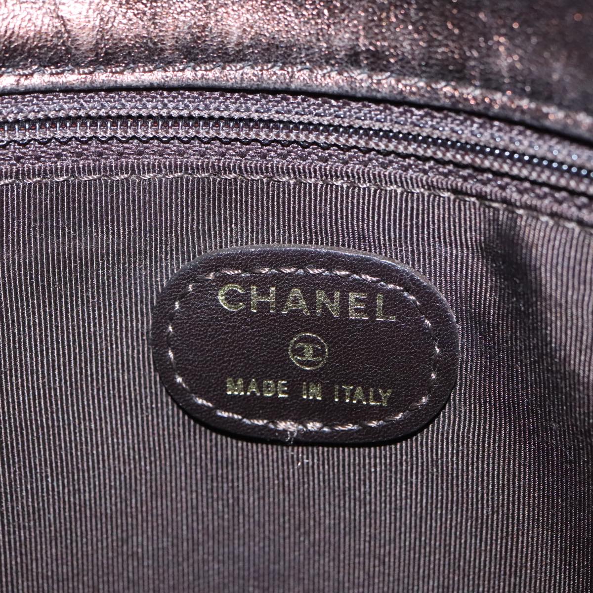 CHANEL Shoulder Bag Leather Bronze CC Auth 101129