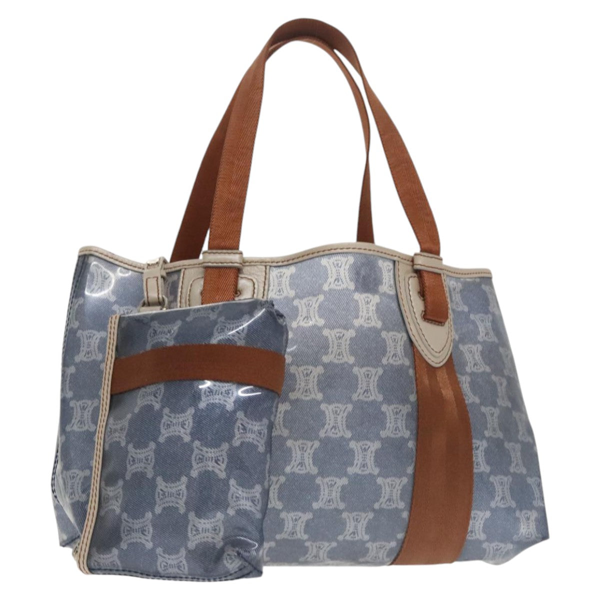 CELINE Macadam Canvas Tote Bag Vinyl Blue Auth 101131